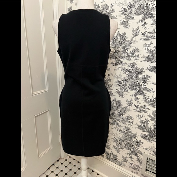 Alain Manoukian womens wool blend sleeveless black dress with front pockets M - Picture 2 of 7